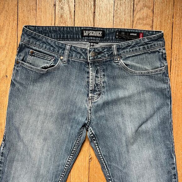 Y2K Lip Service Garage Button Fly Jeans Skull Cross Bones Grunge Mens Size 32x32 - Picture 3 of 11